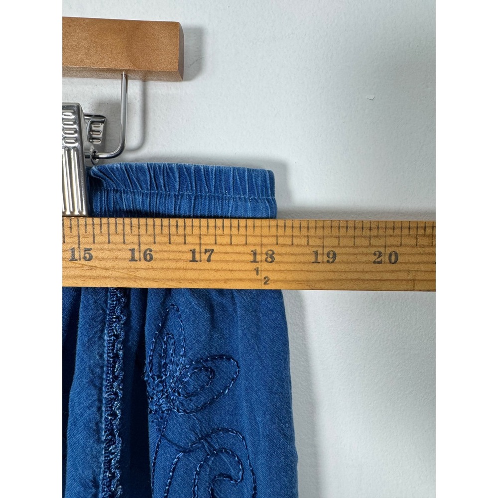 Boho Catalog Classics Womens 1X Midi Skirt Blue Embroidered Rayon Lace Tassel - Picture 6 of 7